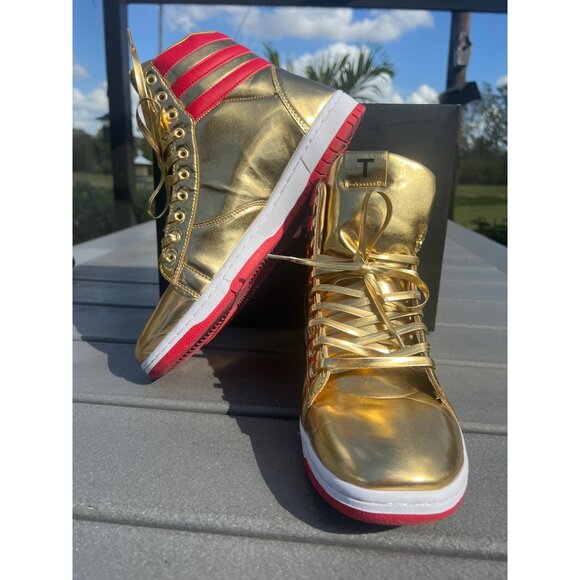 Gold and Red High-Top Sneakers - Picture 7 of 14